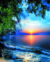 Штиль на море и закат