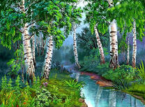 Березы и ручей