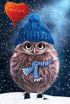 Круглый совенок с шариком