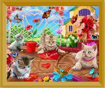 Сердечки, цветы и маленькие котята