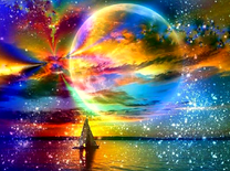 Парусник под красочным небом