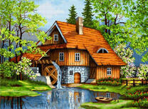 Каменный дом с водяной мельницей