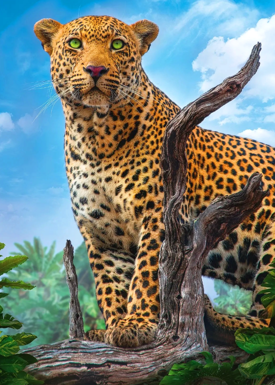 Алмазная мозаика 40x50 Леопард на сухой ветке