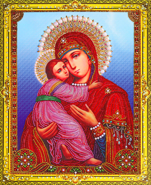 Алмазная мозаика 5D 40x50 Икона Владимирская Божья Матерь