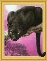 Грозная пантера на ветке под луной