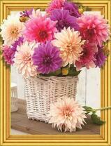 Плетёная корзинка с букетом георгин