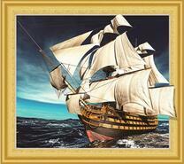 Стремительная шхуна под белыми парусами