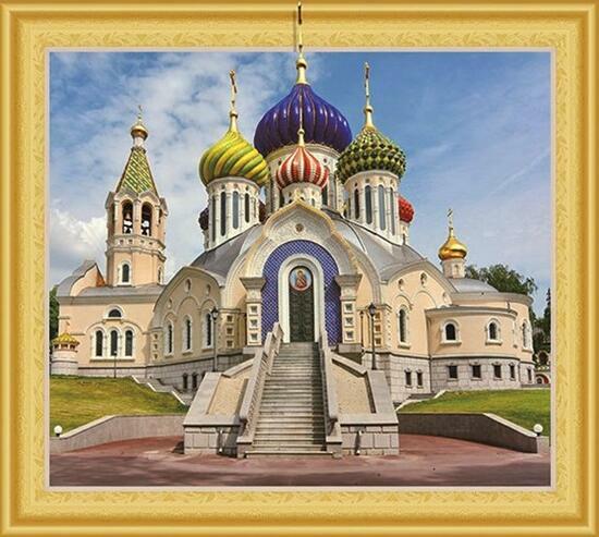 Алмазная мозаика 5D 40x50 Спаса Преображения Храм в Переделкино