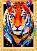 Суровый тигр в цветной краске