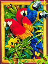 Большие попугаи на ветке