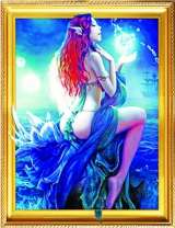 Обнаженная эльфийка на скале у моря