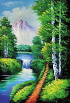 Березки вдоль стремительной реки