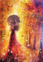 Девушка-осень с зонтом в парке