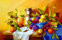 Вино и фрукты на столе