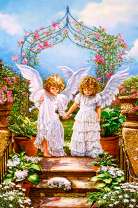 Ангелочки под цветочной аркой