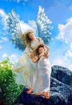 Ангел хранитель за спиной девочки