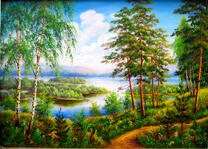 Вид из леса на летнюю реку