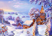 Очень снежная зима на красочных холмах