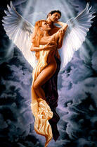 Ангел и обнаженная рыжая девушка