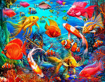 Разнообразие рыбок на дне моря