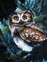 Сова в переплетённых ветвях дерева