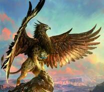 Красивый грифон на скале