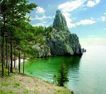 Лес у красивой морской бухты