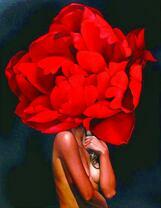 Девушка с красным цветком в мыслях