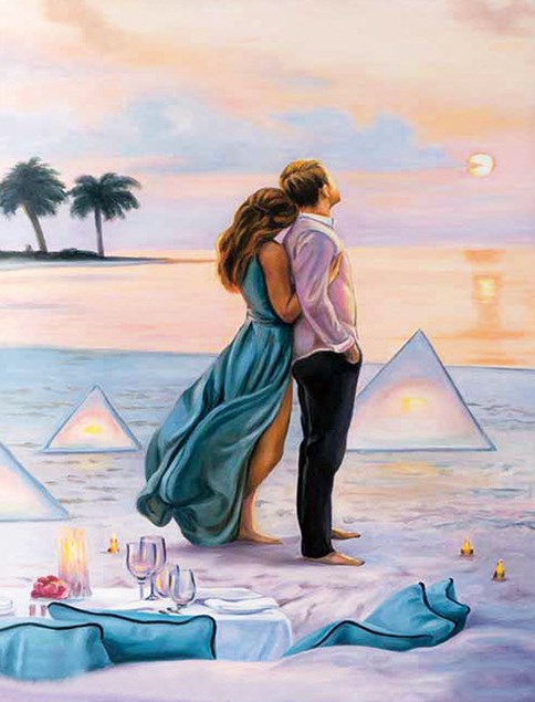 Алмазная мозаика 30x40 Романтическое свидание на пляже при свечах