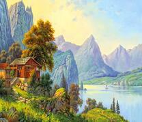 Домик у обрыва в скалистой местности