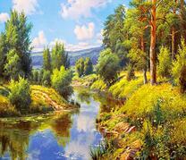 Пейзаж с буйными летними красками