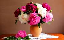Букет пионов в вазе