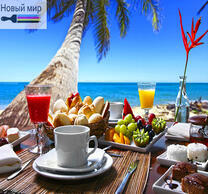 Завтрак под пальмой на пляже