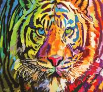 Большой тигр в очень ярких цветах