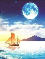 Лодка из Китая под полной луной