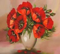 Букетик маков в белой вазе