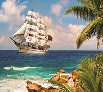 Корабль у берегов острова