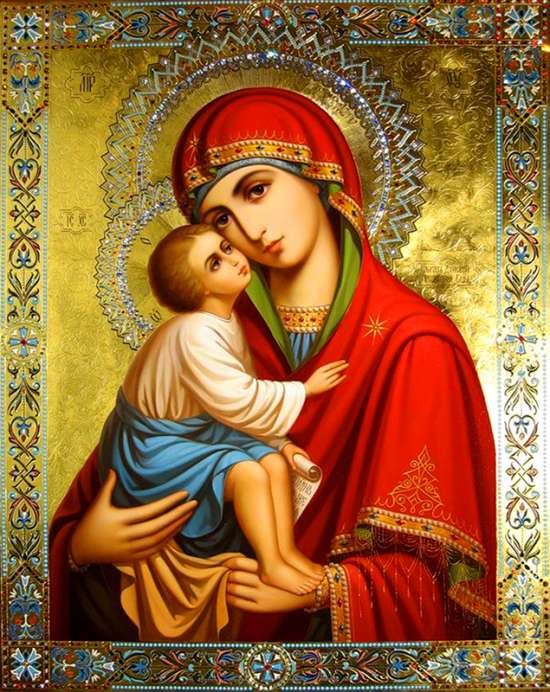Алмазная мозаика 40x50 Пресвятая Богородица с ребенком