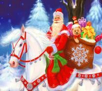 Дед Мороз везет подарки детям