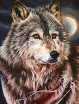 Серый волк под полной луной