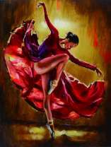 Выступление балерины в красном платье