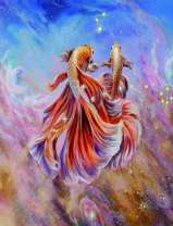 Две рыбки на фоне космоса