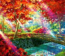 Красный лес в лучах солнца