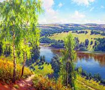 Красивый летний пейзаж у реки