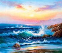 Морские волны у скалистого берега