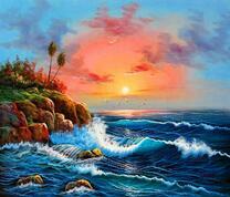 Скалистый морской берег с пальмой