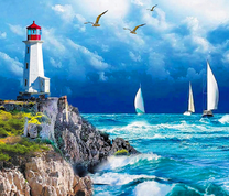 Парусники у маяка