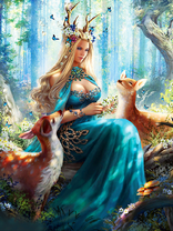 Лесная нимфа и олени