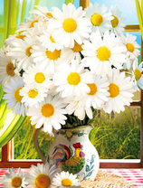 Букет больших ромашек в кувшине