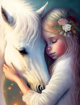 Маленькая девочка и ее лошадь-альбинос